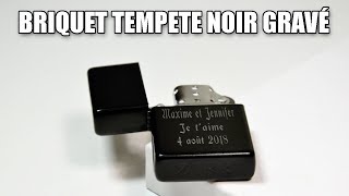 Briquet tempête noir avec gravure texte