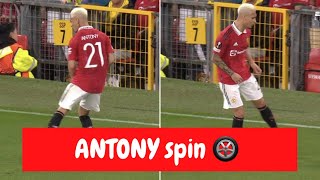 Antony trained the skills and performed on the pitch during Manchester United vs Sherif