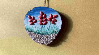 Diy spring craft decoration/ Wooden craft/ Pista shell craft/ fine rock craft/ wall hanging craft