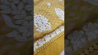 pure Georgette chikankari saree, contact no 8800803329