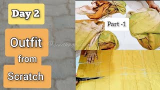 Outfit From Scratch | Day 2 |बाजार से लाए गए टुकड़ों में बनाया खूबसूरत suit under ₹100 |Part 1|