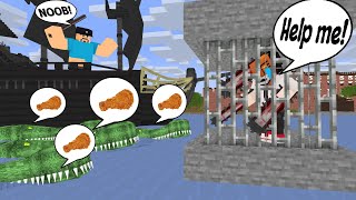 Monster School : CHAINSAW MAN PRISON BREAK CHALLENGE | CHOO CHOO CHARLES TRAIN SCHOOL - Minecraft