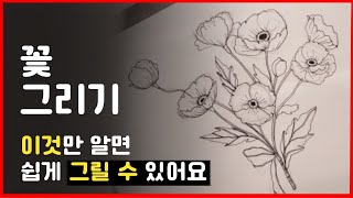 초보 쉽게 꽃 그리기 스케치 기초 방법