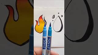 🔥💧 painting with doms brush pen || #shorts #satisfying