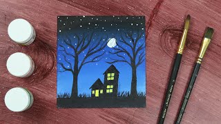 BEAUTIFUL LANDSCAPE DRAWING WITH ACRYLIC COLOURS | EASY DRAWING FOR BEGINNERS | ARTz #68