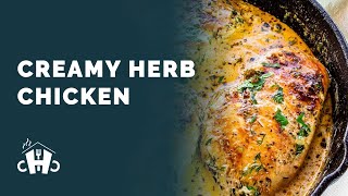 My Favorite Creamy Herb Chicken! Ready in Less Than 30 Minutes | CravingHomeCooked.com