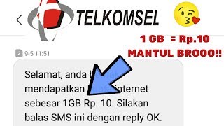 CARA DAPAT KUOTA 1 GB CUMAN RP.10 TELKOMSEL PALING MURAH