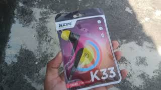 KDM K33 Earephone Unboxing