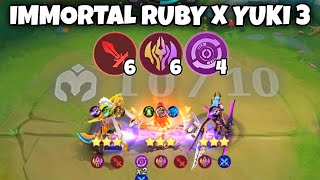 DOUBLE 3 STAR GORD DESTROYED !! RUBY IMMORTAL YUKI 3 + POWER OVERLOAD !! MAGIC CHESS MOBILE LEGENDS