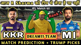 KKR vs MI Dream11 Team Prediction | MI vs KKR Dream11 Team Prediction | Dream11 Team of Today Match