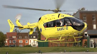 Airbus Helicopters (Eurocopter) EC145 F-HPLV take off at Arras hospital | #avgeeks