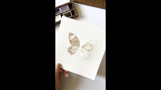 Paint Butterfly Watercolor with ONE COLOR with me | Handmade Tiger's Eye Gemstone Watercolor