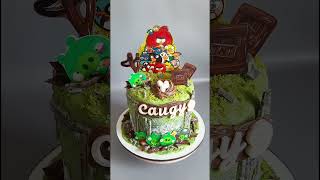 Торт Angry Birds. Весь декор шоколад ( рисунок на шоколаде)#Angry Birds