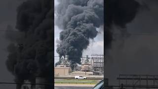 Footage of a massive fire at a Shell refinery near the Texas city of Houston.