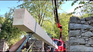 Замена опорной балки длиной 12 м и спасение всей крыши старого сарая.