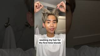 Washing my hair for the first time blonde… 🚿