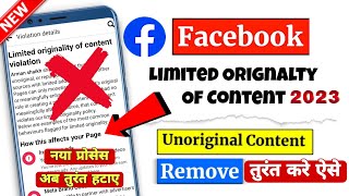 limited originality of content facebook solution | unoriginal content | fb earnings restricted 2024