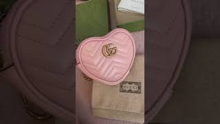 Gucci GG Marmont heart-shaped coin purse in light pink Australia #gucci #gucciheart #gucciheartpurse