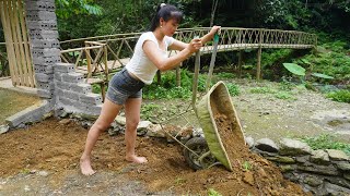 Excavation and pouring foundation for anti-landslide wall, Pour embankment soil - Farm life