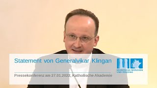 Statement von Generalvikar Klingan zum Missbrauchsgutachten 2022