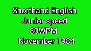 Shorthand English junior speed 80WPM TNGTE November 1984