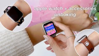 UNBOXING MY NEW APPLE WATCH + CUTE ACCESSORIES | aesthetic apple watch SE 2 silver 40mm small wrist