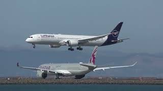 Lufthansa Boeing 787 Landing at San Francisco Int'l Airport