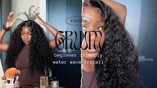 BEGINNER FRIENDLY! WATCH ME INSTALL PRE BLEACHED & PLUCKED WATER WAVE FRONTAL WIG | YOLISSA HAIR