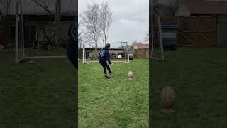 2 in 1 top bin shot it took ages! #trickshots #challenge #topbins #rugby #football