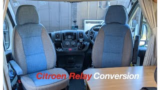 citroen relay campervan conversion. re-covering the cab seats