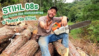 FAZENDO LENHA COM STIHL 08S A "CLÁSSICA"/ REGULANDO/AFIANDO CORRENTE/SERRANDO LENHA.