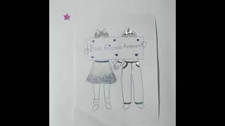 How to draw Best Friends. Friendship day drawing. BFF drawing. My Magic Art and Crafts.  #SHORTS