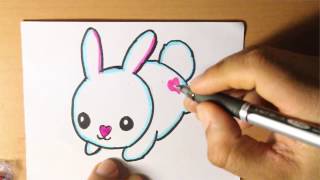 Dibujando una conejita blanca muy fácil / Drawing a white bunny very easy