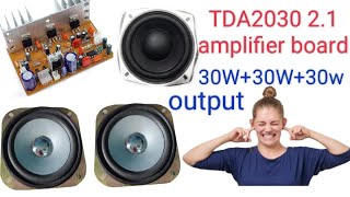 TDA2030 ic 2.1 amplifier board waring and connection .