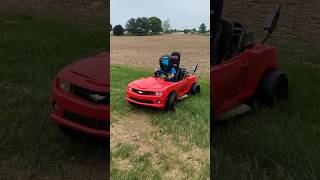 Almost spun a full 360! This Camaro yard cart is wild #5yearsold #sendit #powerwheels