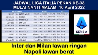 Jadwal Lengkap Siaran Lansung Liga Italia Seri-A Pekan Ke-33