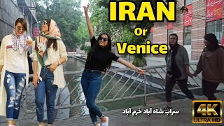 IRAN - A creek that passes through the alleys of the city, Walking in Shahabad creek in Venice IRAN