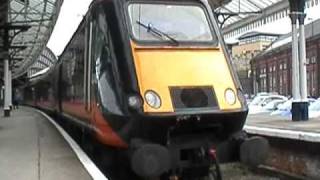 43467 & 43465 depart York platform 1 with an ECS for Holgate Sidings (26.02.11)