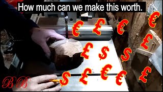 Woodturning small scrap into money and bandsaw blades