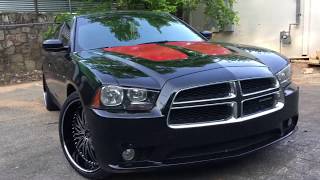 2012 Dodge Charger sitting on 22" Cavallo CLV-7 gloss black machined with 265/35-22 Lionhart tires.