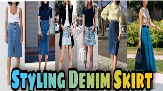 Different Ideas on how to Style Denim Skirt @outfitideasmommyAzil