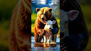 Bear vs cow fight for baby Survival #cow #bear #fighting #survival #animals #animallover