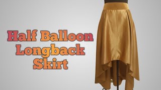 How to Make Long back half balloon Skirt with box pleats (full tutorial)