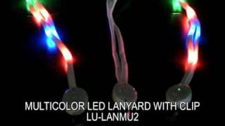 Rainbow Flashing LED Lanyard with Clip