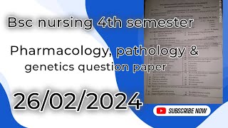 Pharmacology, pathology and Genetics || Question Paper || Bsc Nursing 4th semester || abvmu ||