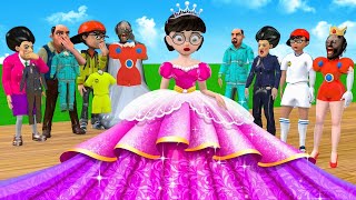 Scary Teacher 3D vs Squid Game Become Beautiful Princess or 5 Times Challenge