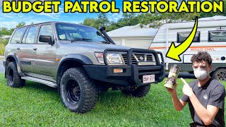 Budget Patrol COMPLETE FRONT OVERHAUL // Bully Liner & Lights Install // Nissan GU Budget Build Ep 5