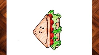 How to draw cute easy Sandwich 🥪😍 | best easy drawing | sketching with fun