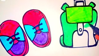 How To Draw Baby Shoe and School Bag|| AwesomeDrawingClips|| Drawing And Painting||ArtWork