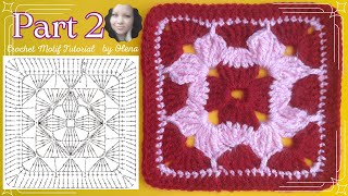 CROCHET PATTERN - 86: Two color crochet square motifs - PART 2, 3-5 rows